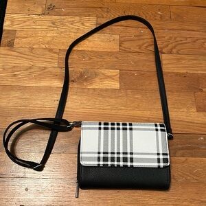 Thirty-One Black and White Plaid Crossbody